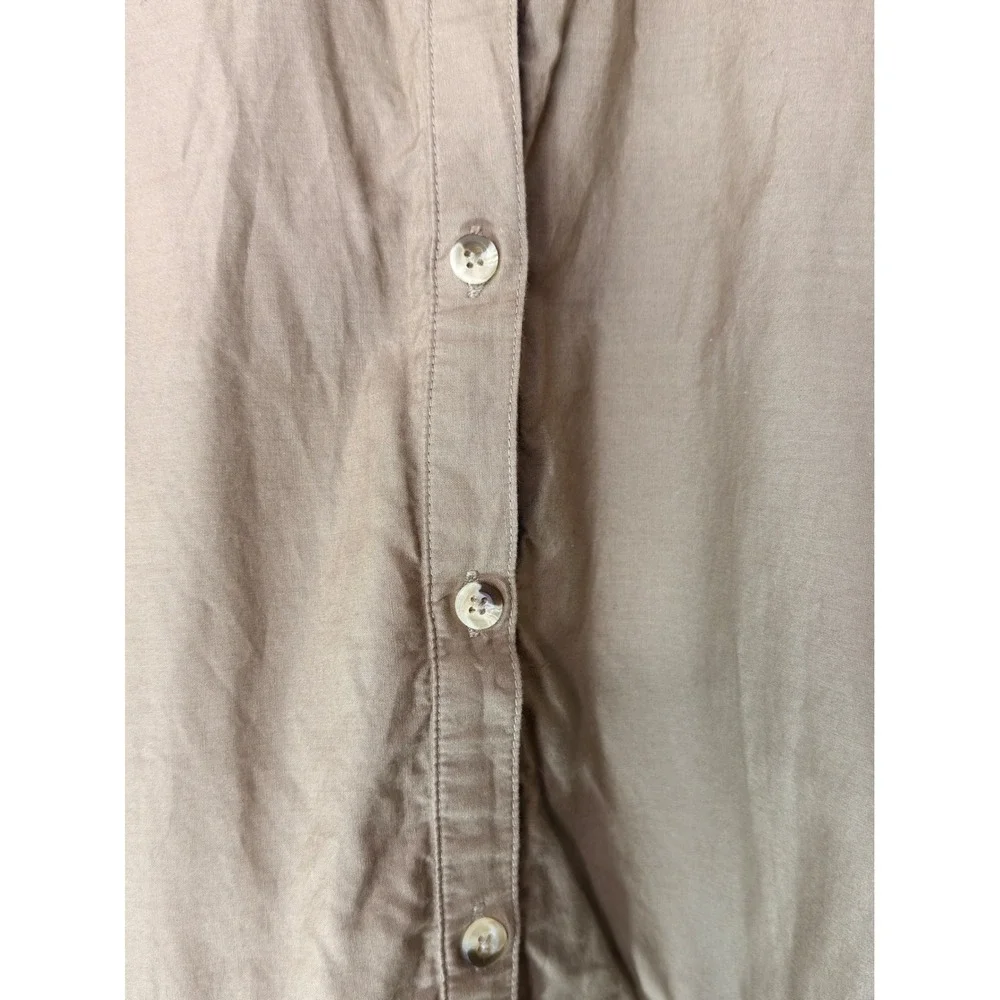 Free People Misha Baby Doll Tiered Mini Shirt Dress Tan Oversized Cotton XS‎
